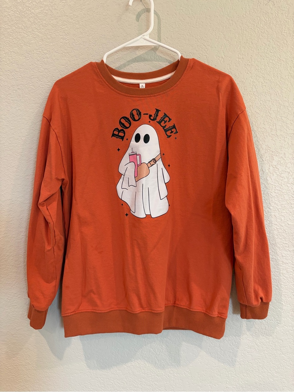 Boo-Jee Ghost Halloween Sweatshirt Burnt Orange Size M